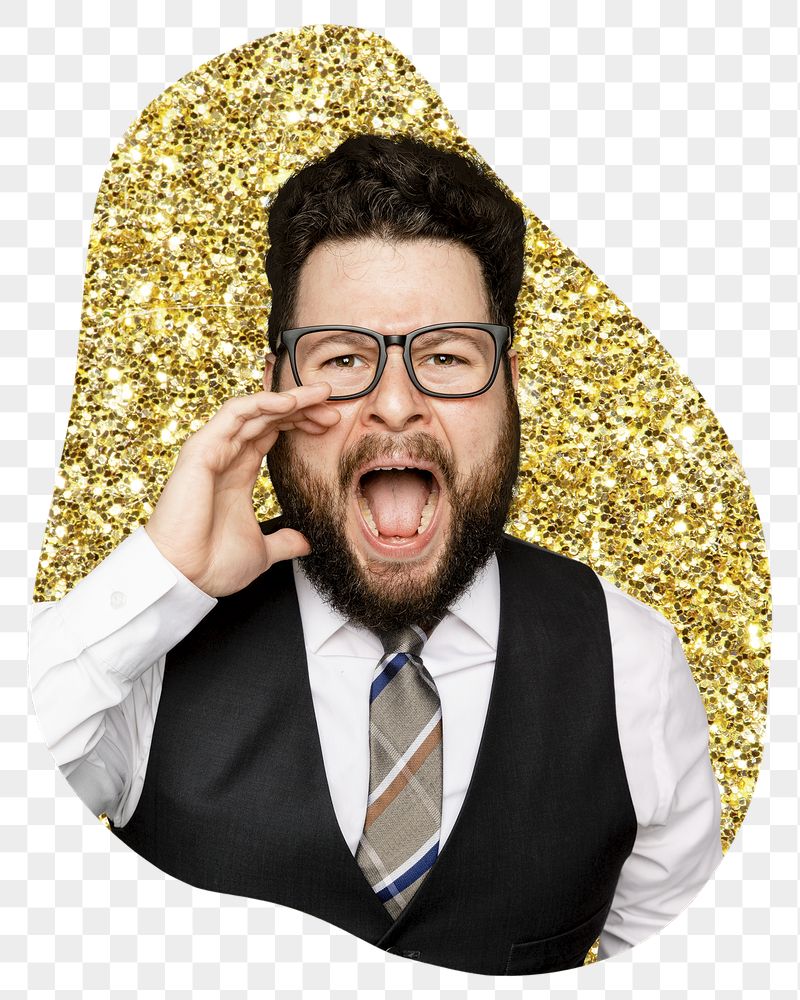 Businessman screaming png badge sticker, | Free PNG - rawpixel