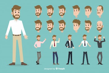 Businessman set with different postures Free Vector