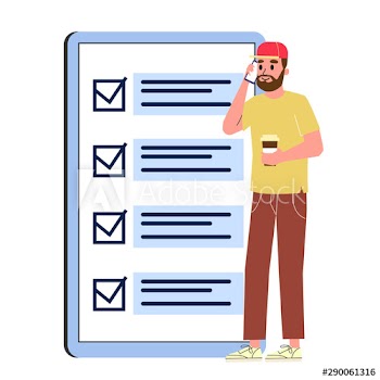 Businessman standing at the big checklist