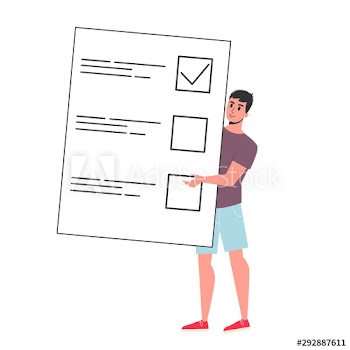 Businessman standing at the big checklist