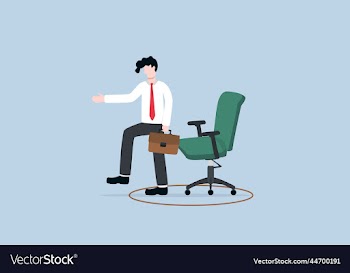 businessman step out of circle around office chair