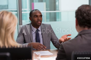 Businessman talking in job interview
