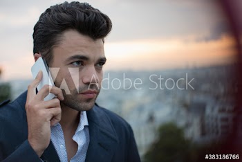 Businessman talking on smart phone