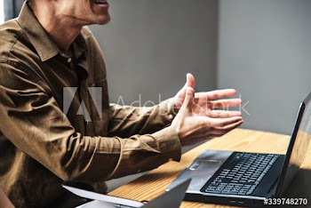 Businessman trying to get his point across