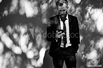 Businessman using mobile phone communication technology