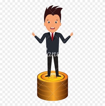 Businessman With Coins Money - Vector Graphics