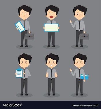 businessman with various poses expressions