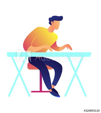 Businessman working at the desk vector illustration