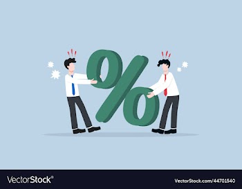 businessmans scrambling for big sign percentage