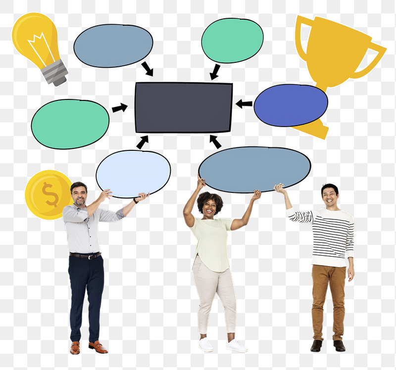 Businesspeople holding png mind maps, | Free PNG - rawpixel