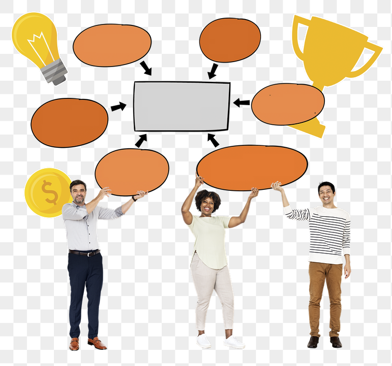Businesspeople holding png mind maps, | Free PNG - rawpixel