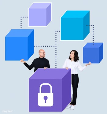 Businesspeople with a blockchain concept | Free stock psd mockup - 493370