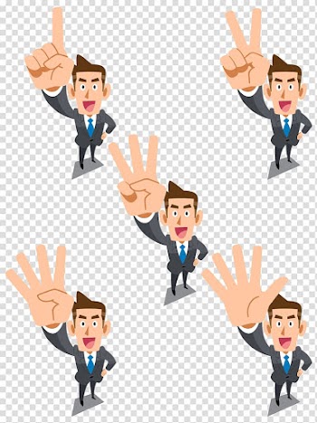 Businessperson Cartoon Illustration, White collar business people material, five men showing hands collage transparent background PNG clipart