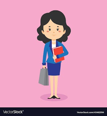 businesswoman character standing with file