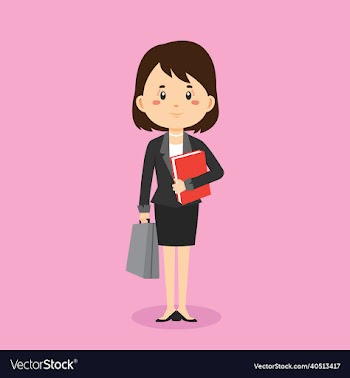 businesswoman character standing with file