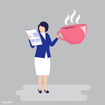 Businesswoman drinking coffee and reading a n.. | Free stock vector - 455126