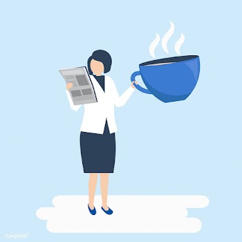 Businesswoman drinking coffee and reading a n.. | Free stock vector - 455133