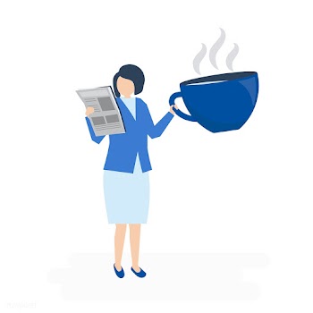 Businesswoman drinking coffee and reading a n.. | Free stock vector - 455159