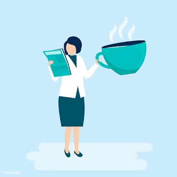 Businesswoman drinking coffee and reading a n.. | Free stock vector - 455164
