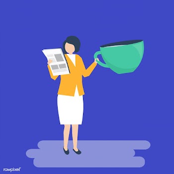 Businesswoman drinking coffee and reading a n.. | Free stock vector - 455189