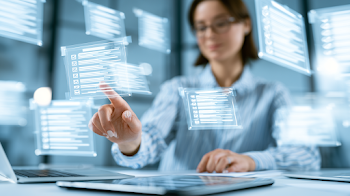 Businesswoman Engaging with Digital Task Management