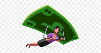Businesswoman Paragliding On Her Money Royalty Free - Glenora Bears