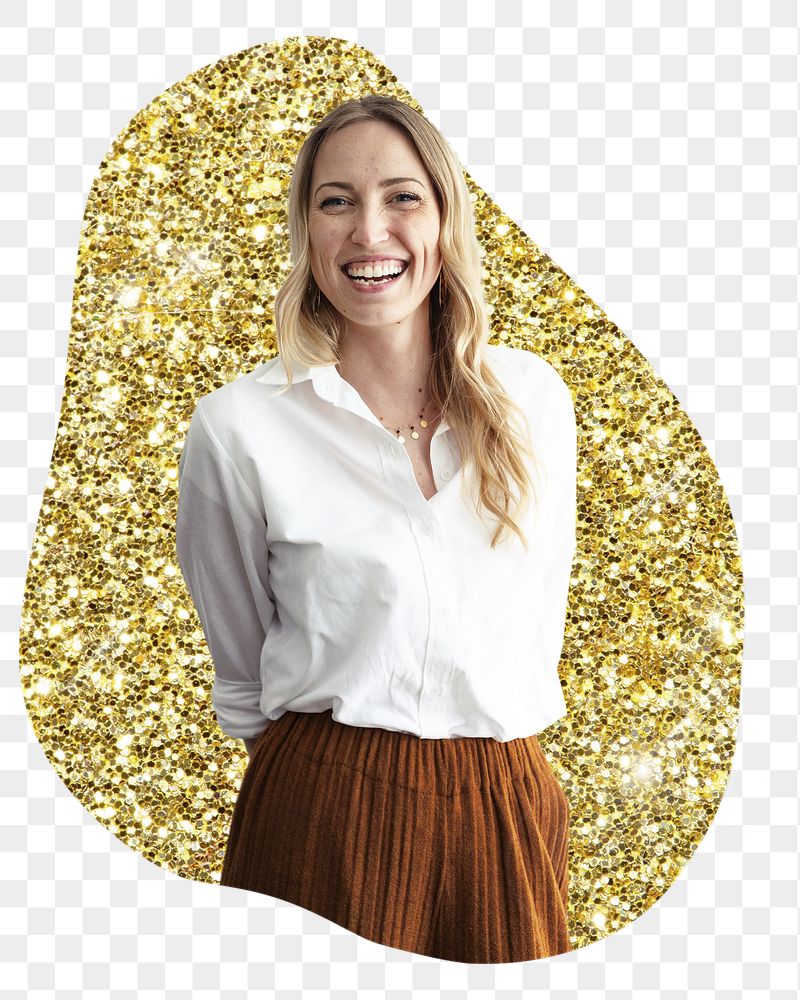 Businesswoman png badge sticker, gold | Free PNG - rawpixel