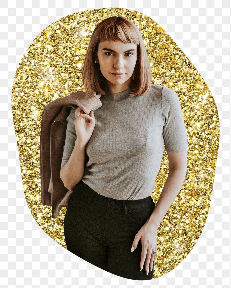 Businesswoman png badge sticker, gold | Free PNG - rawpixel