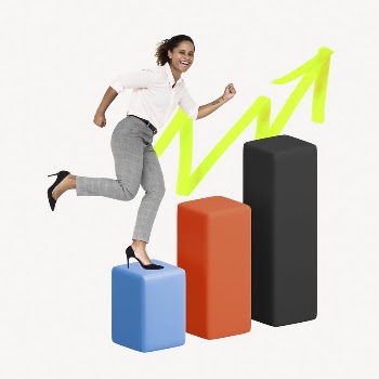 Businesswoman running on bar graphic, | Free Photo - rawpixel