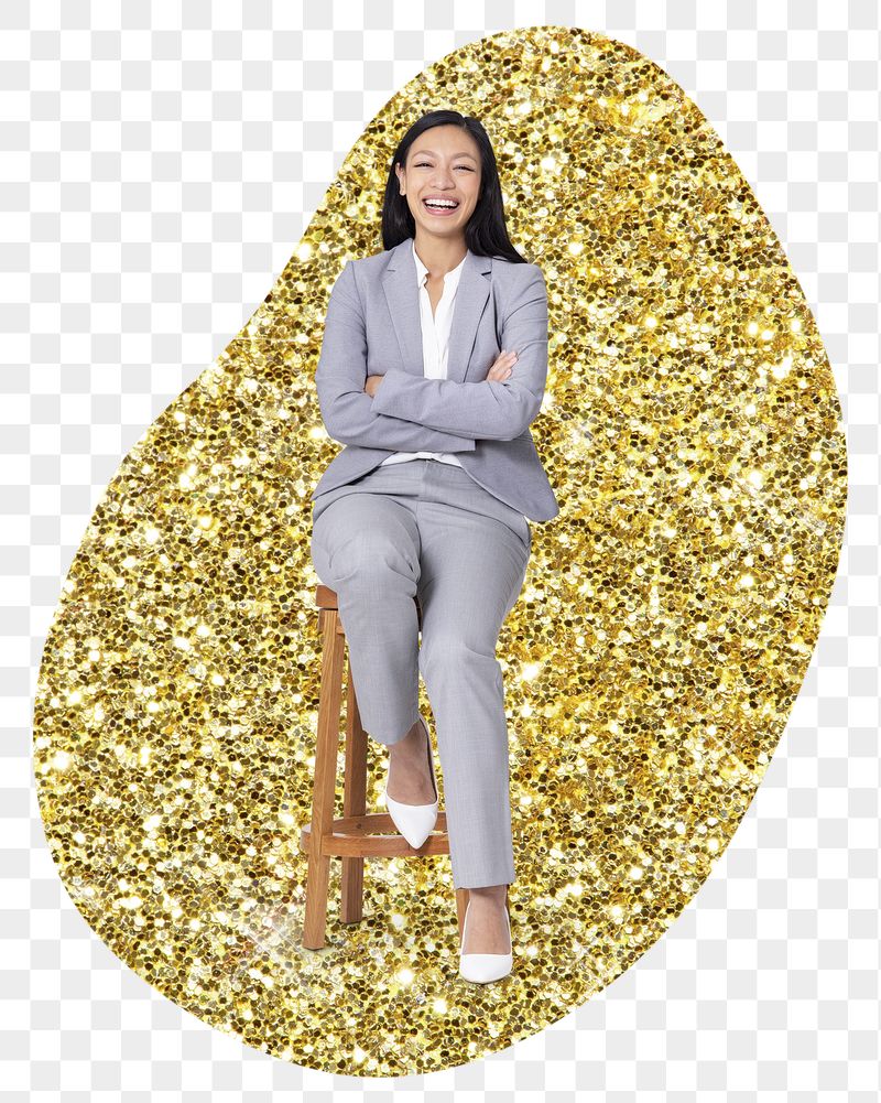 Businesswoman sitting png badge sticker, | Free PNG - rawpixel