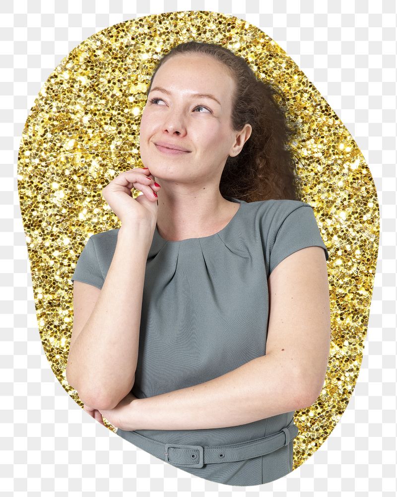 Businesswoman thinking png badge sticker, | Free PNG - rawpixel