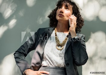 Businesswoman using mobile phone communication technology