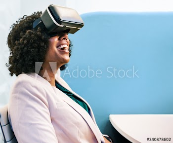 Businesswoman using VR
