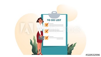Businesswoman with a long to do list