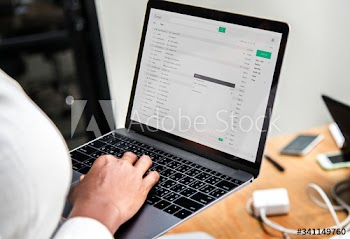 Businesswoman working on a laptop