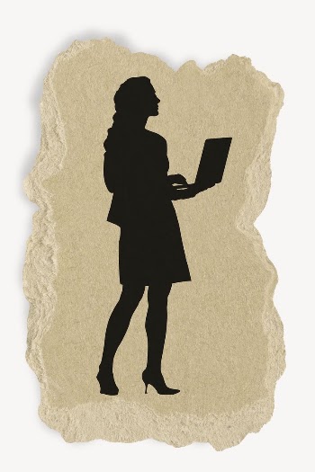 Businesswoman, working silhouette torn paper, | Free PSD - rawpixel
