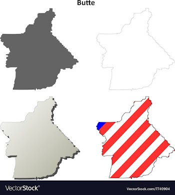 Butte County California outline map set vector image