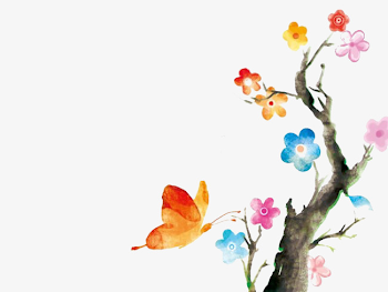 Butterflies And Flowers Picture Material, Painted, Butterfly ...