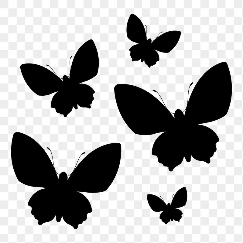 Butterflies png silhouette sticker, flat | Free PNG - rawpixel