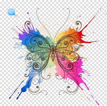 Butterfly Abstract art Pattern, Butterfly splash, pink multicolored butterfly splash transparent background PNG clipart