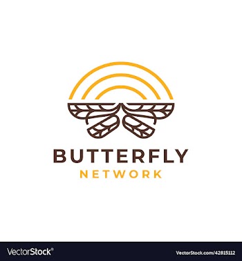 butterfly and signal network logo design