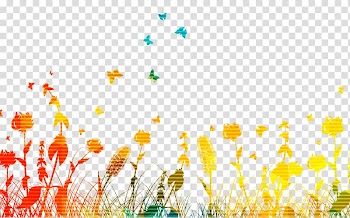 Butterfly, Colorful grass transparent background PNG clipart