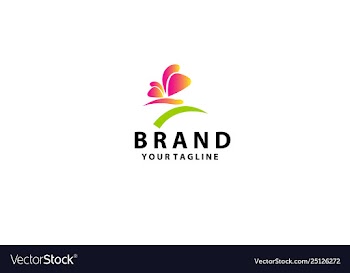 Butterfly colorful logo template vector image