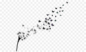 Butterfly Common Dandelion Sleeve tattoo Drawing - Floating dandelion 