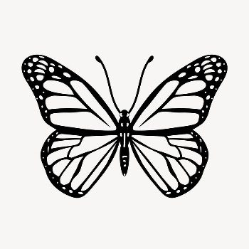 Butterfly doodle clipart, cute black | Free PSD Illustration - rawpixel