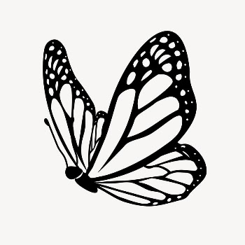 Butterfly doodle clipart, cute black | Free PSD Illustration - rawpixel