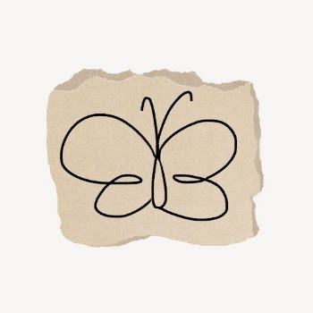 Butterfly doodle clipart, ripped paper | Free PSD - rawpixel