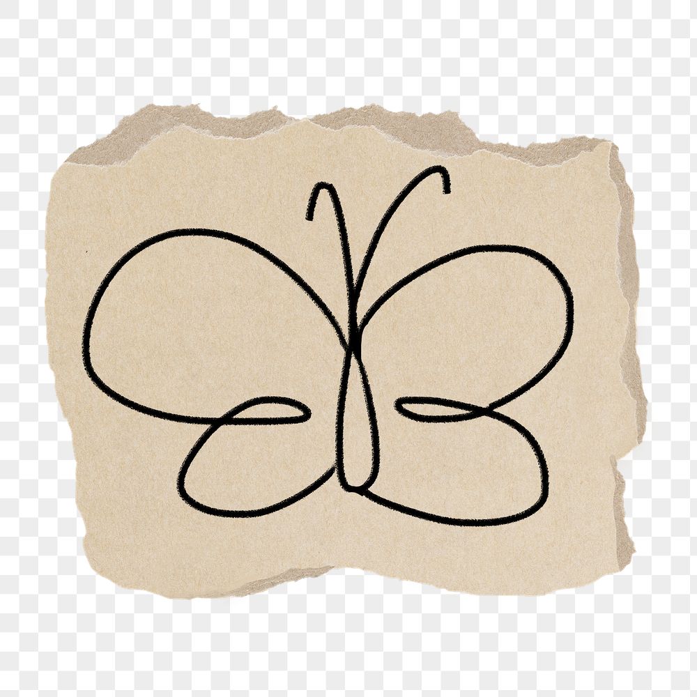 Butterfly doodle png sticker, torn | Free PNG - rawpixel