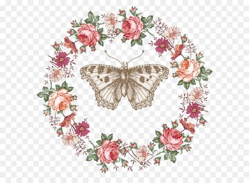 Butterfly Drawing Illustration - Retro wreath frame and butterfly vector 