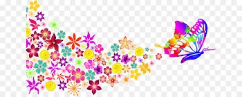 Butterfly effect Wall decal Illustration - Romantic butterfly flower elements 